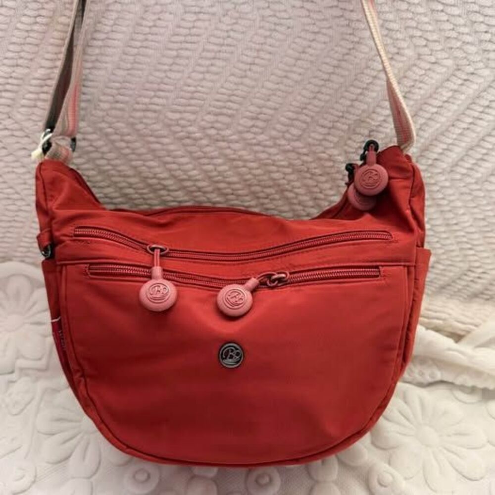 Water-Resistant Thick Nylon Multi-Zip Crossbody Bag, Brand New